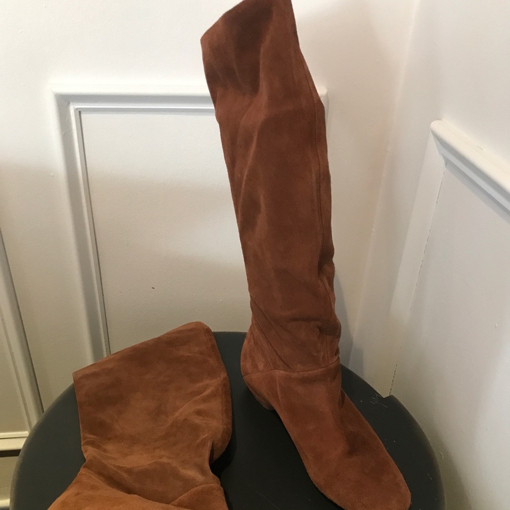 Kenneth Cole suede camel colored knee high boots